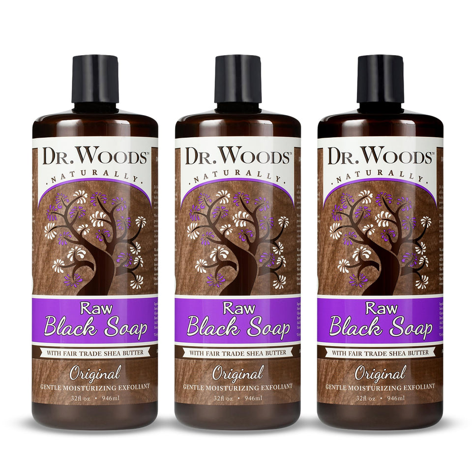 Dr. Woods front label showing product name and size, clear benefit of natural cleansing
