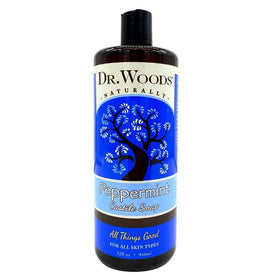 Dr. Woods front label showing peppermint oil and olive oil benefits