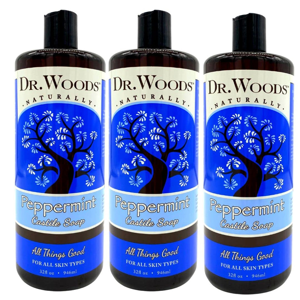 Dr. Woods front packaging showing three 32oz bottles and clear product benefits