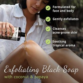 Dr. Woods creamy liquid texture pouring for visual of moisturizing lather benefit