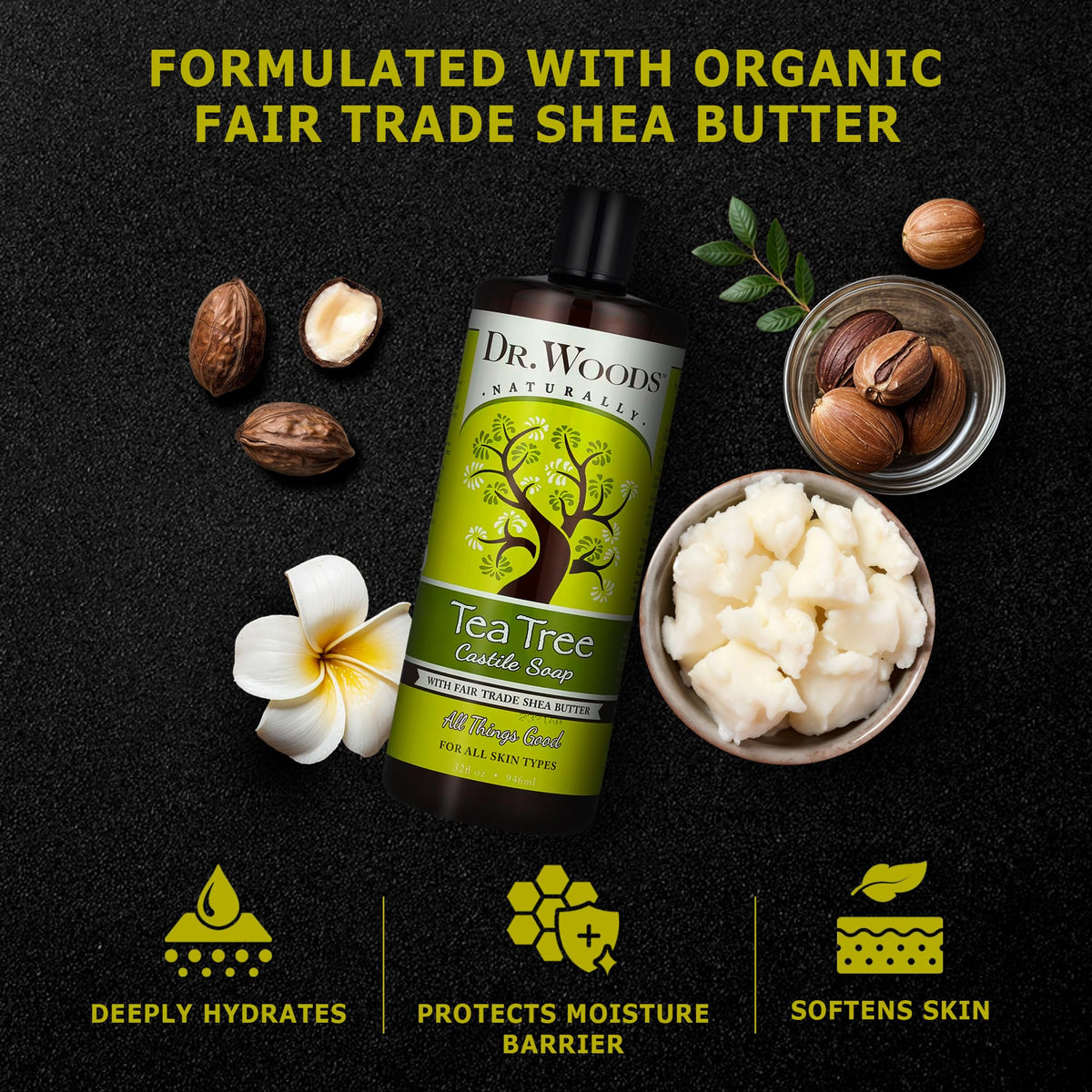 Dr. Woods with raw shea butter visualizing organic ingredient and moisturizing benefit