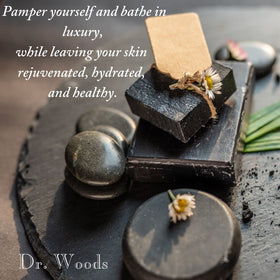 Dr. Woods soap texture pouring from bottle showing thick lathering benefit