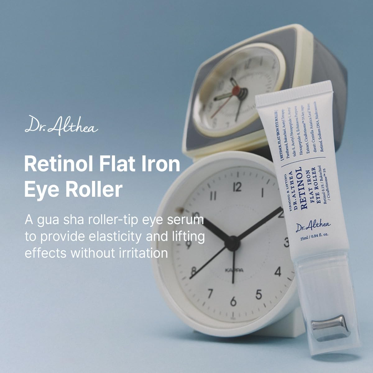 Dr.Althea close-up of flat-iron roller applicator for hygienic application