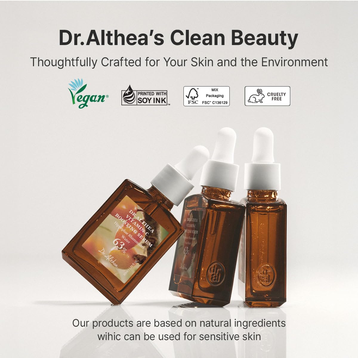 Dr.Althea on bathroom counter lifestyle scene promoting daily routine use