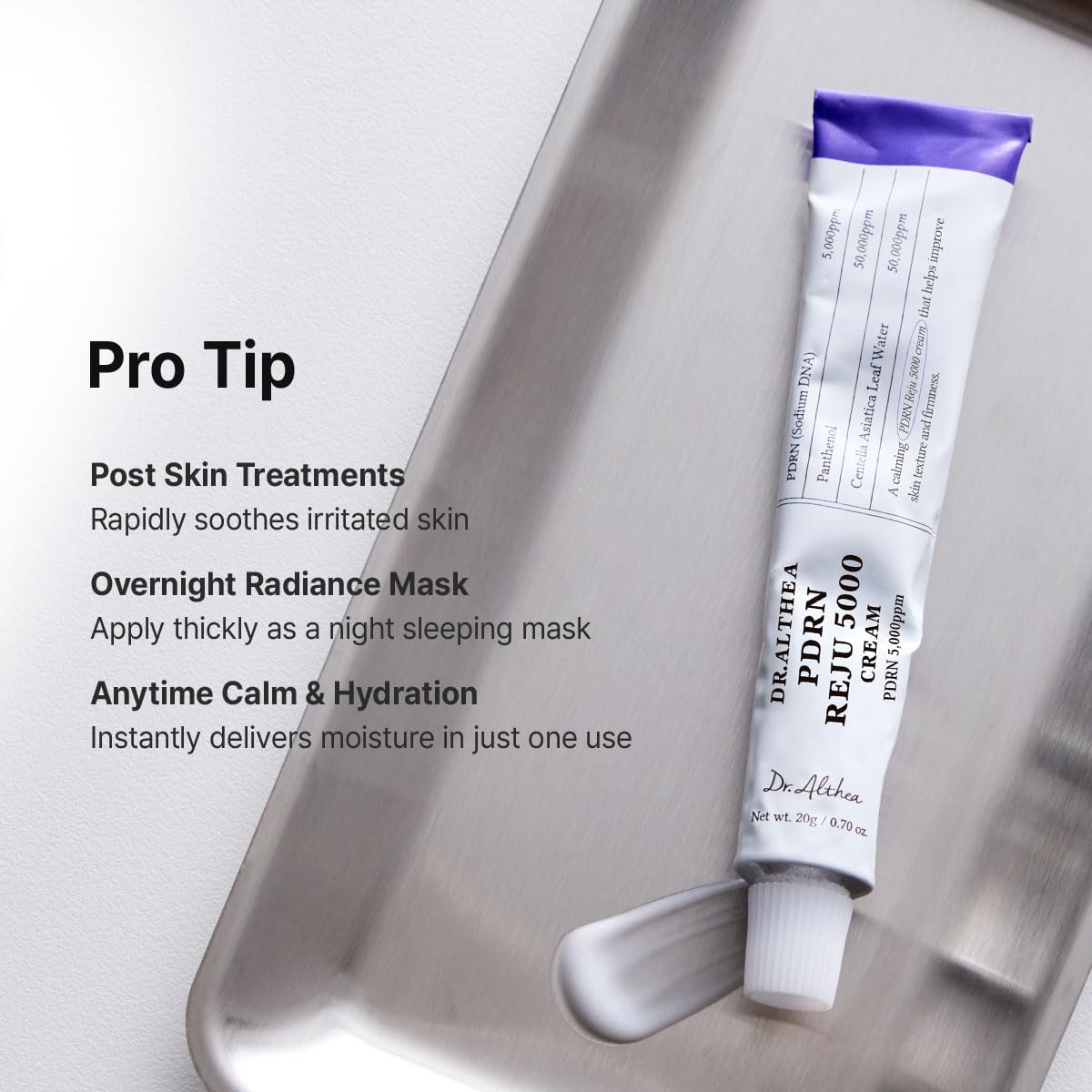 Dr.Althea label close-up showing PDRN and vegan-certified details