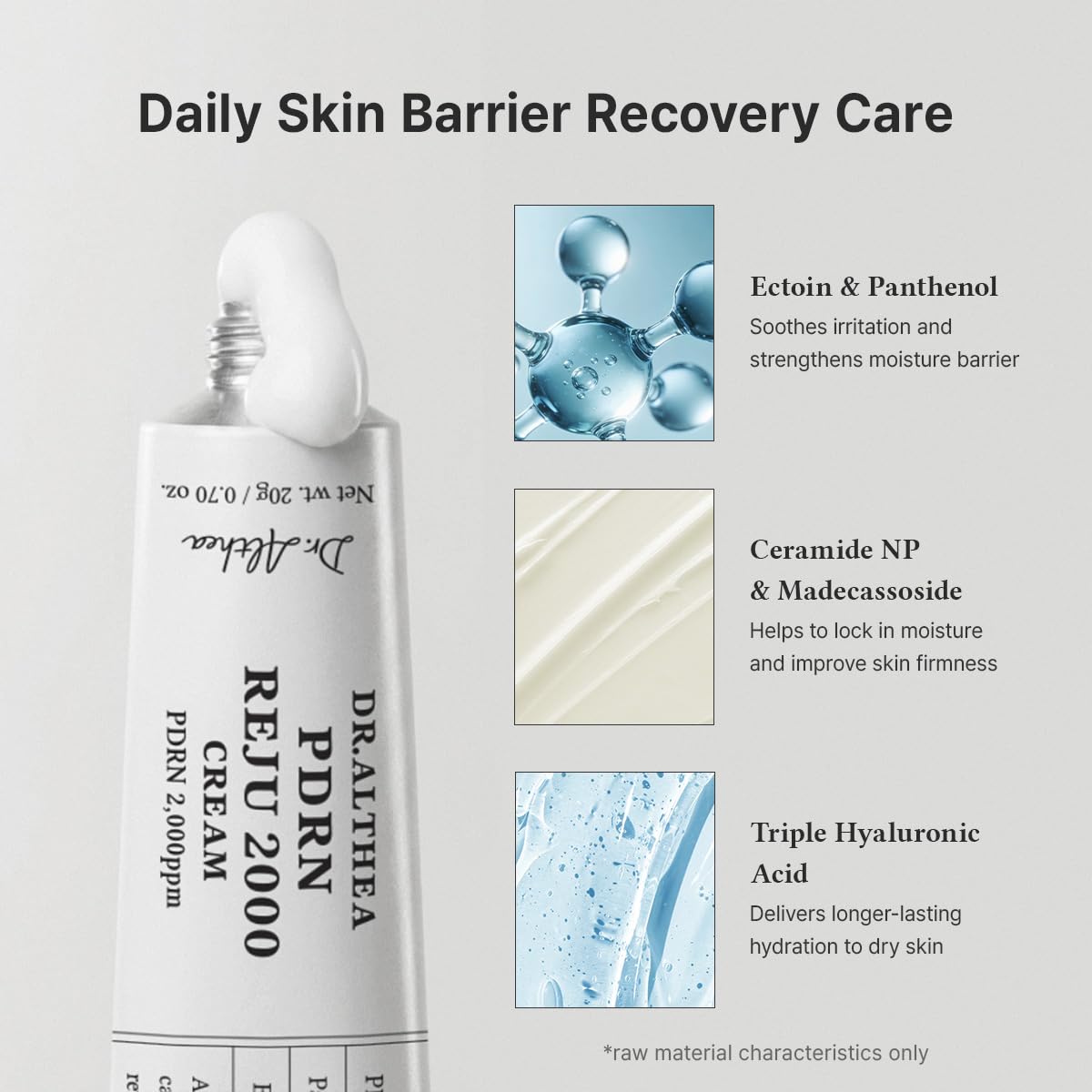 Dr.Althea label listing PDRN, ectoin and panthenol benefits