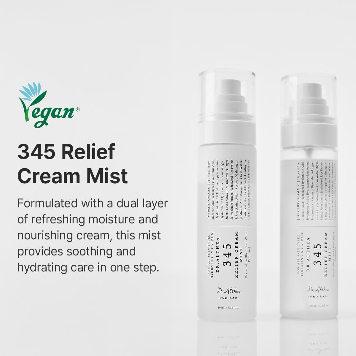 Dr.Althea spray nozzle closeup delivering ultra-fine hydration mist