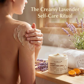 Dr.ALysc scrub used in shower illustrating body exfoliation benefit