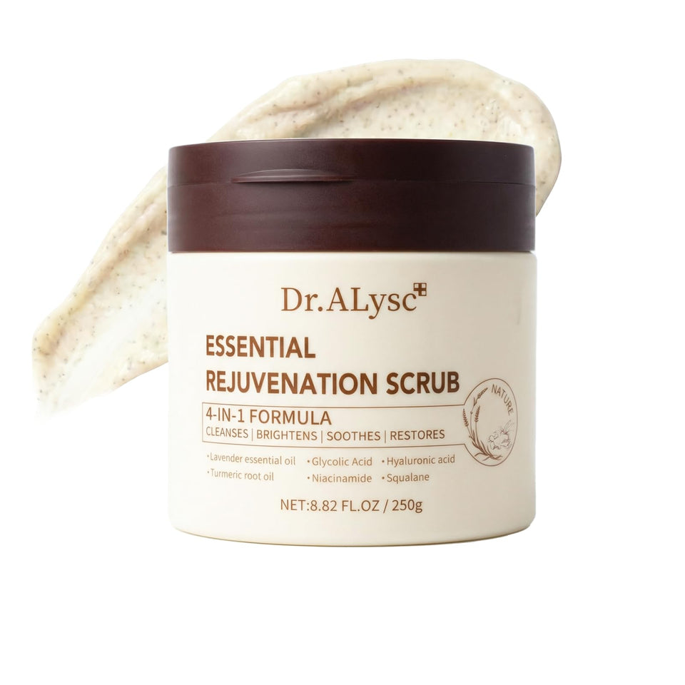 Dr.ALysc front jar showing lavender scrub and calming scent benefit