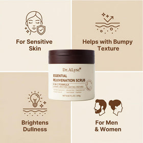 Dr.ALysc jar next to everyday items showing 8.8oz size benefit