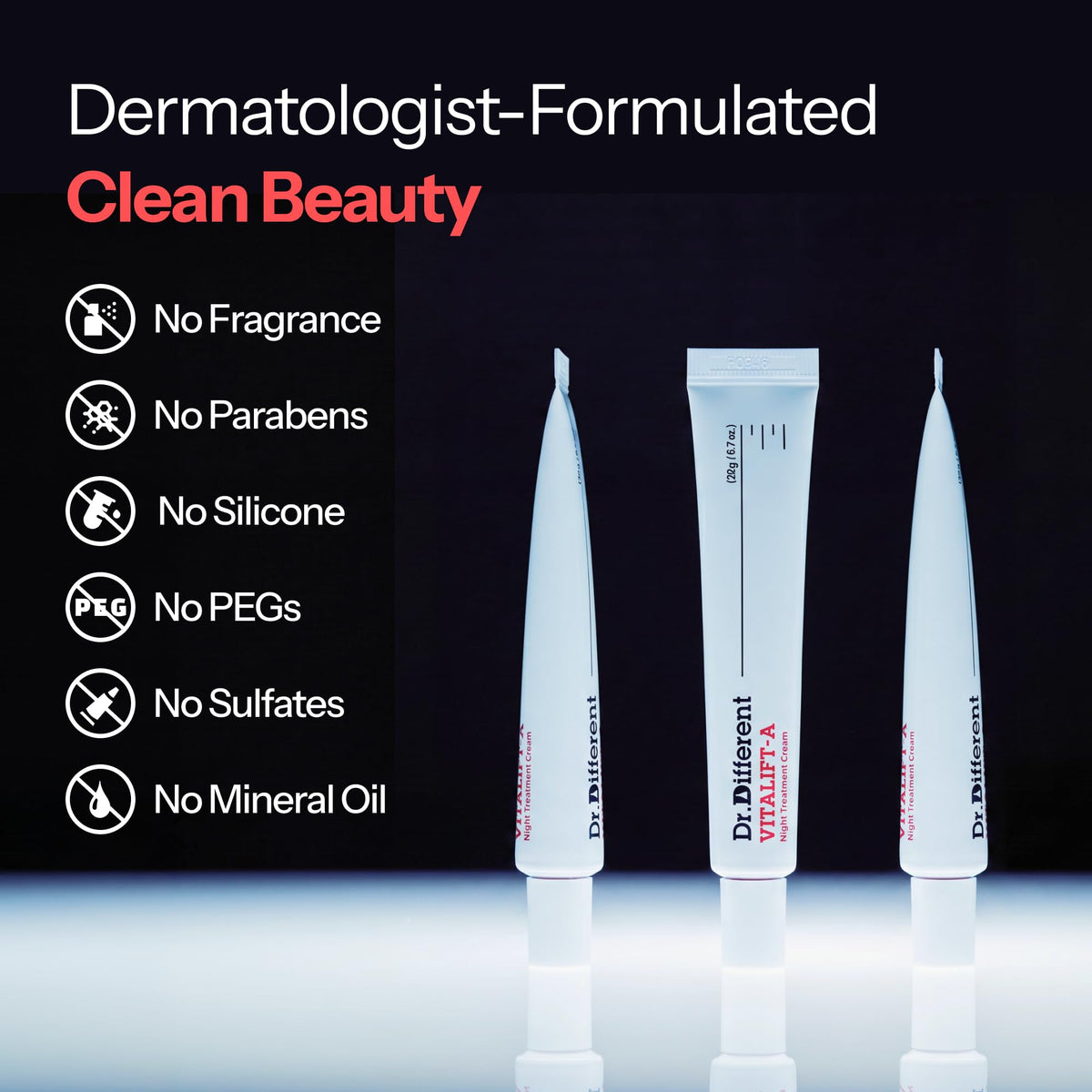 Dr.Different on bathroom vanity styled to show lifestyle use and routine integration