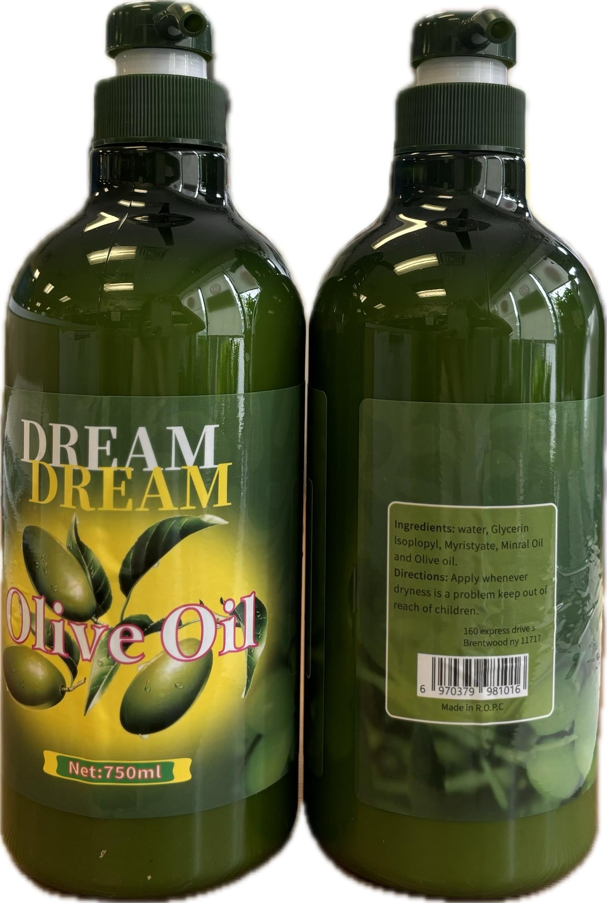 Dream Dream front packaging showing two 750ml bottles and moisturizing benefit