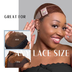 Dreamlover grip band worn by woman demonstrating stable lace front wig fit during styling