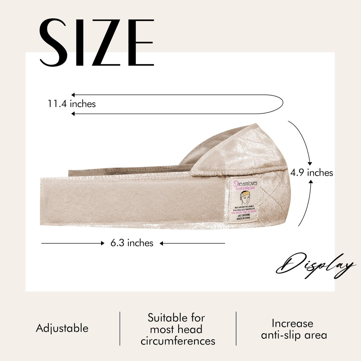Dreamlover band next to head form showing widened coverage and scale