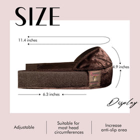 Dreamlover band worn under a wig illustrating stable fit and reduced slipping benefit