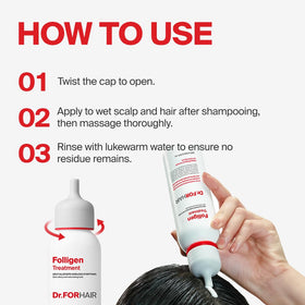 DR.FORHAIR applying treatment to scalp demonstrating easy distribution