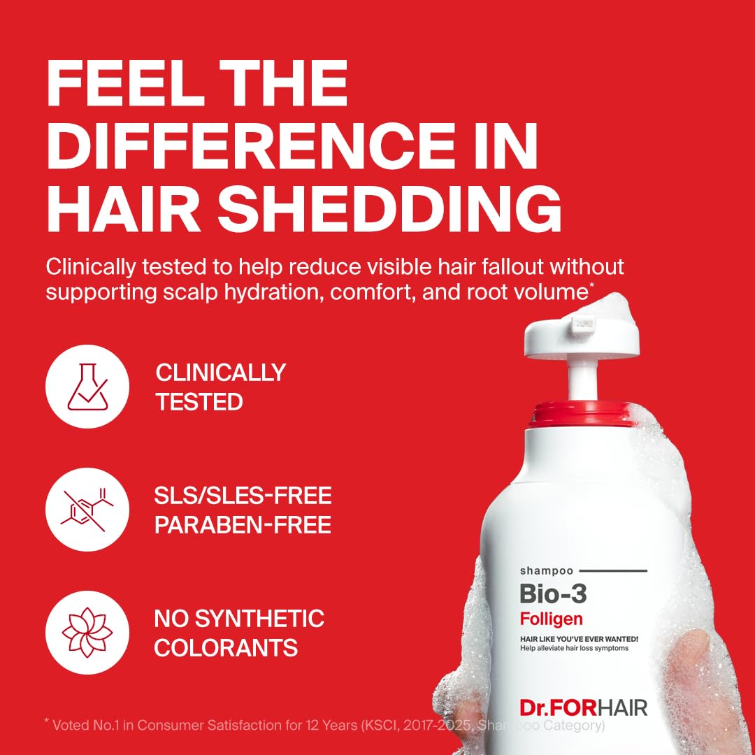 DR.FORHAIR product label close-up showing Folligen Complex and ingredient focus