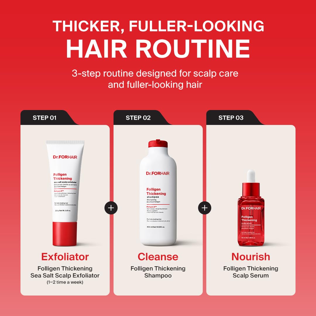 DR.FORHAIR bottle on bathroom shelf in lifestyle setting showing routine-friendly benefit