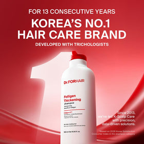 Dr.FORHAIR close-up pump dispensing shampoo illustrating easy application benefit