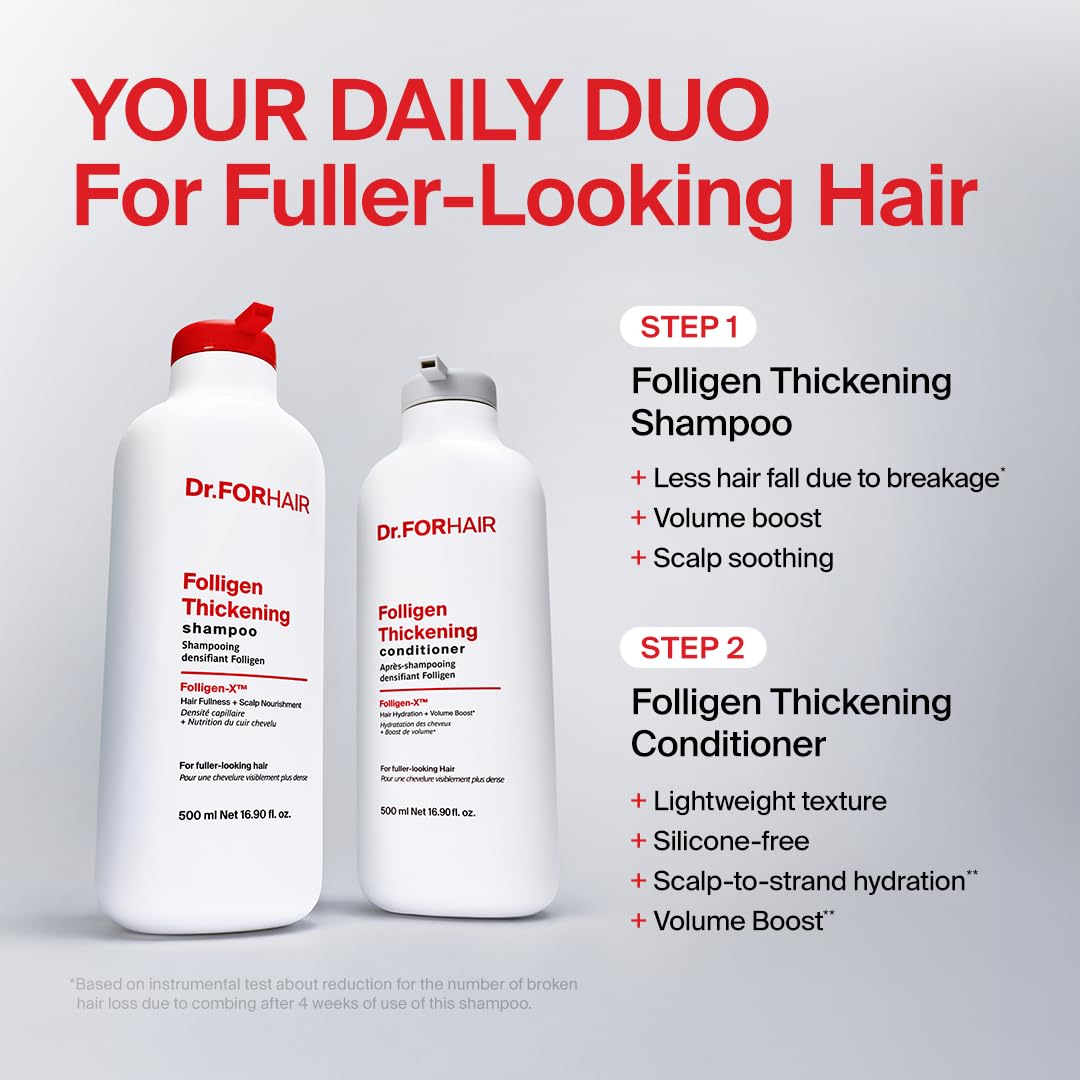 DR.FORHAIR shampoo label close-up highlighting key ingredients benefit