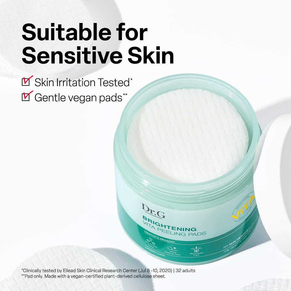Dr.G open jar with soaked pads visible to highlight pre-soaked convenience and freshness