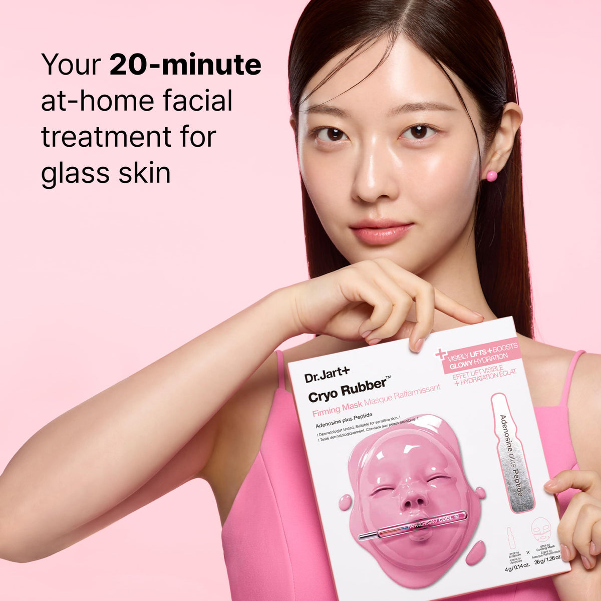 Dr.Jart+ before and after 20 minutes showing firmer skin