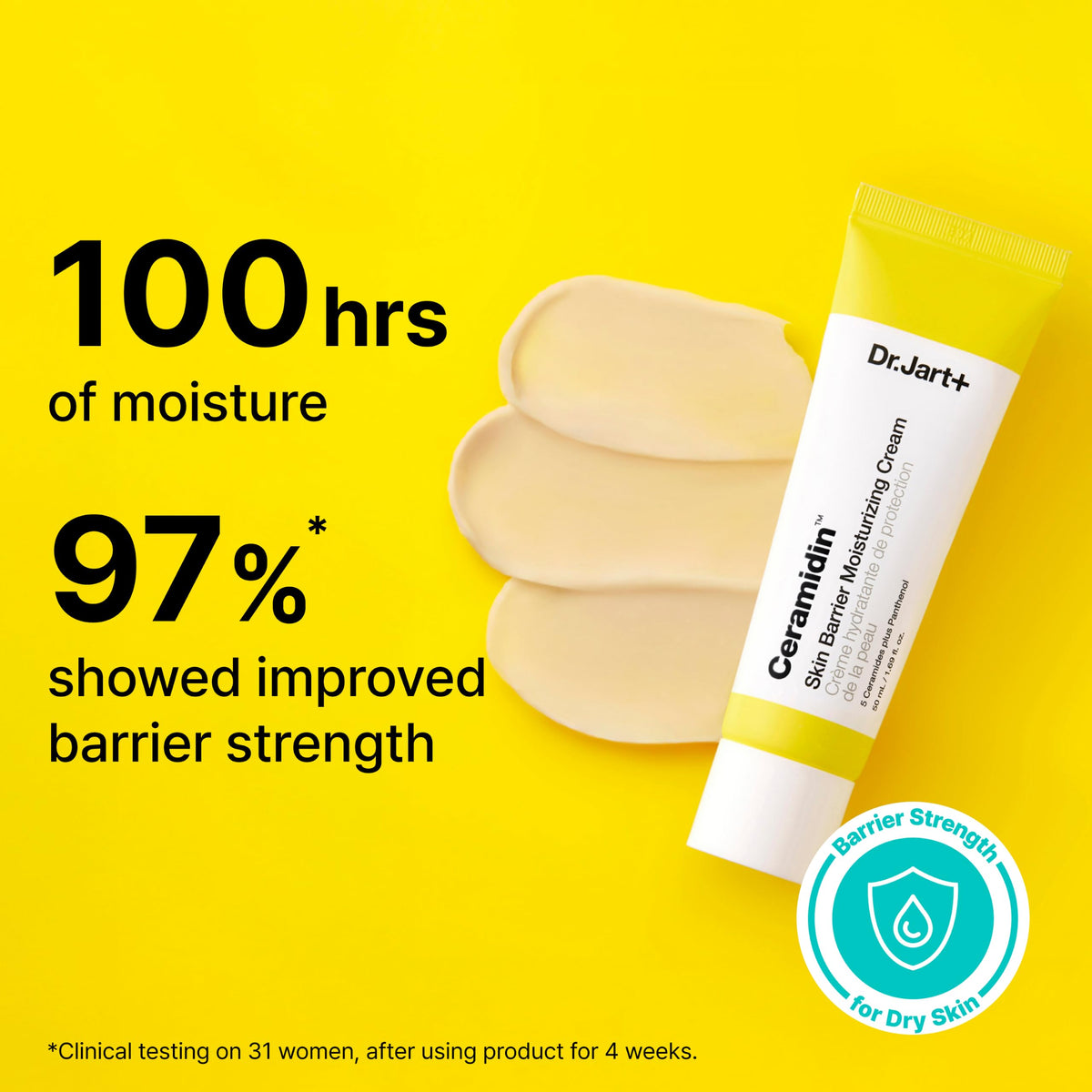 Dr.Jart+ cream being smoothed on hand, demonstrates immediate skin comfort