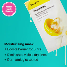 Dr.Jart+ opened packet with mask laid out indicating full-face coverage benefit