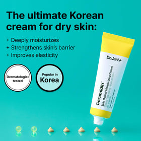 Dr.Jart+ open jar close-up of cream texture, highlights fast absorption