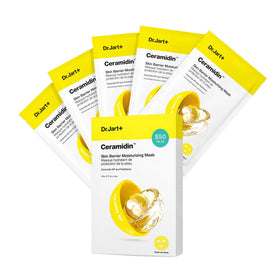 Dr.Jart+ front packaging showing five ceramide sheet masks and value pack benefit