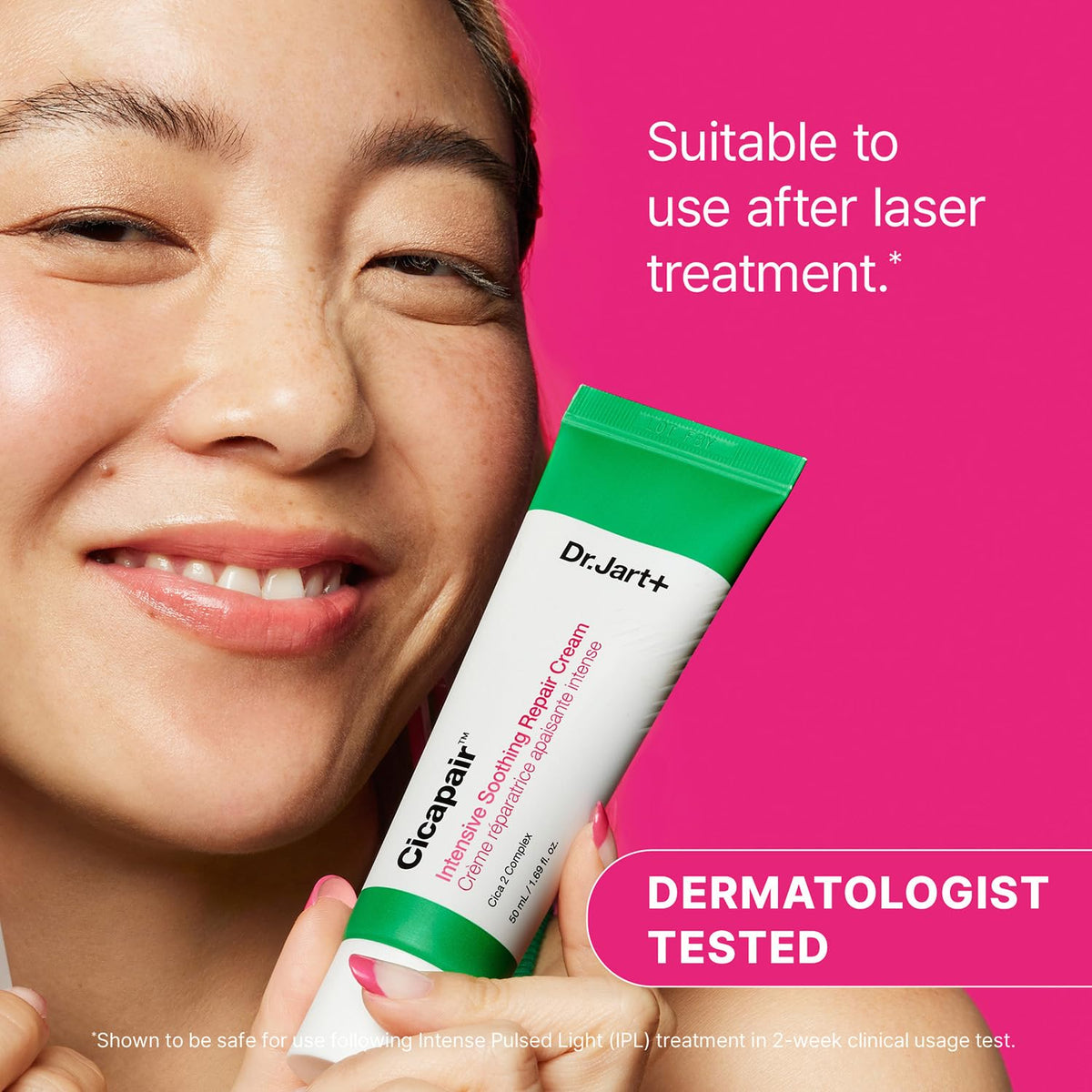 Dr.Jart+ side-by-side scale comparison illustrating visible redness improvement