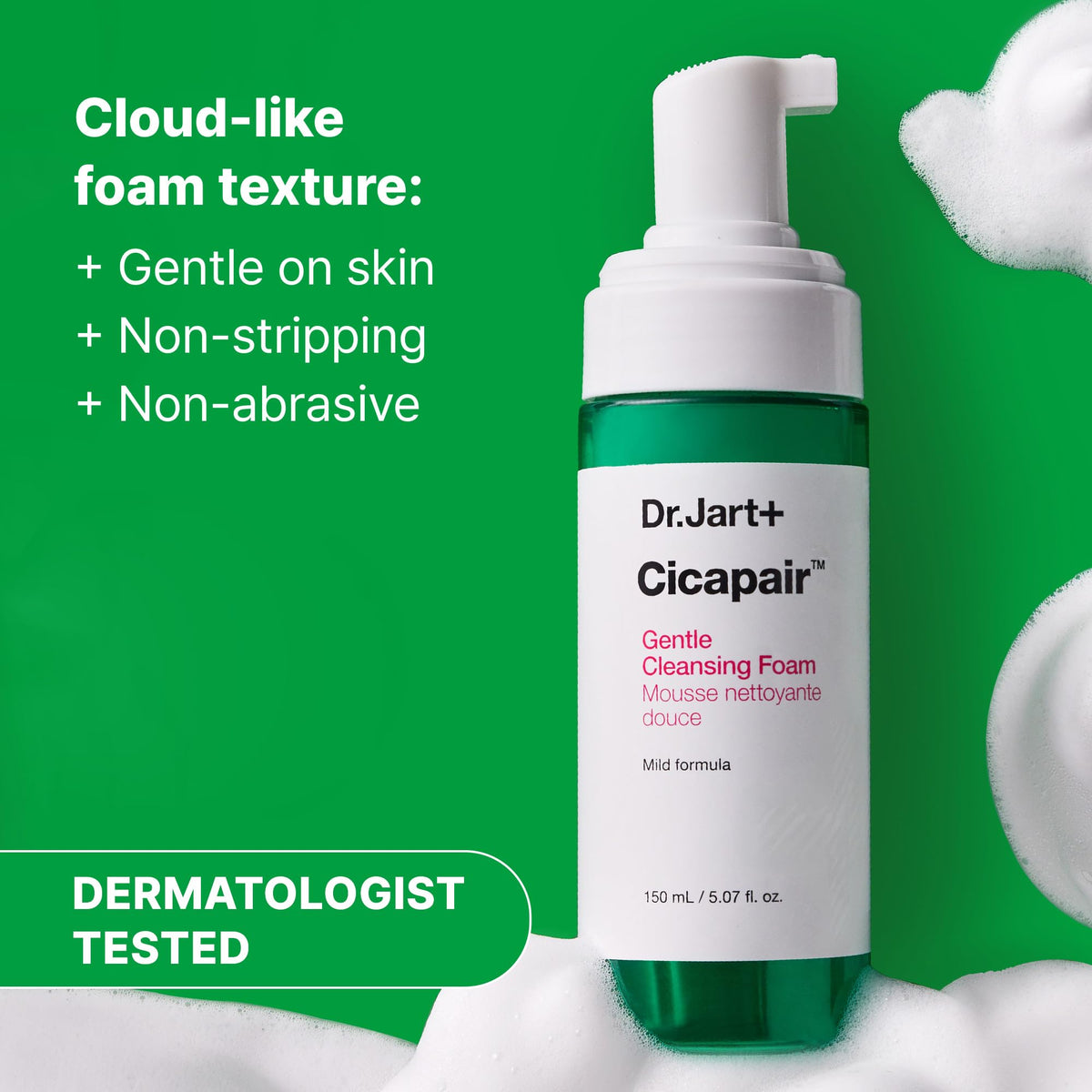 Dr.Jart+ label close-up highlighting Centella ingredient and clean formulation benefit
