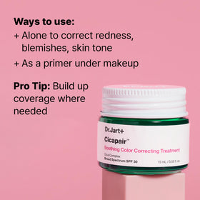Dr.Jart+ soothing color corrector cream swatched to neutralize redness