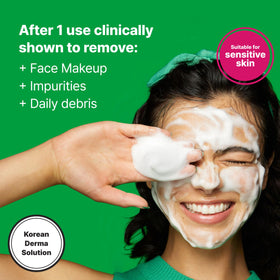 Dr.Jart+ fluffy foam texture on hand demonstrating gentle lift of makeup benefit