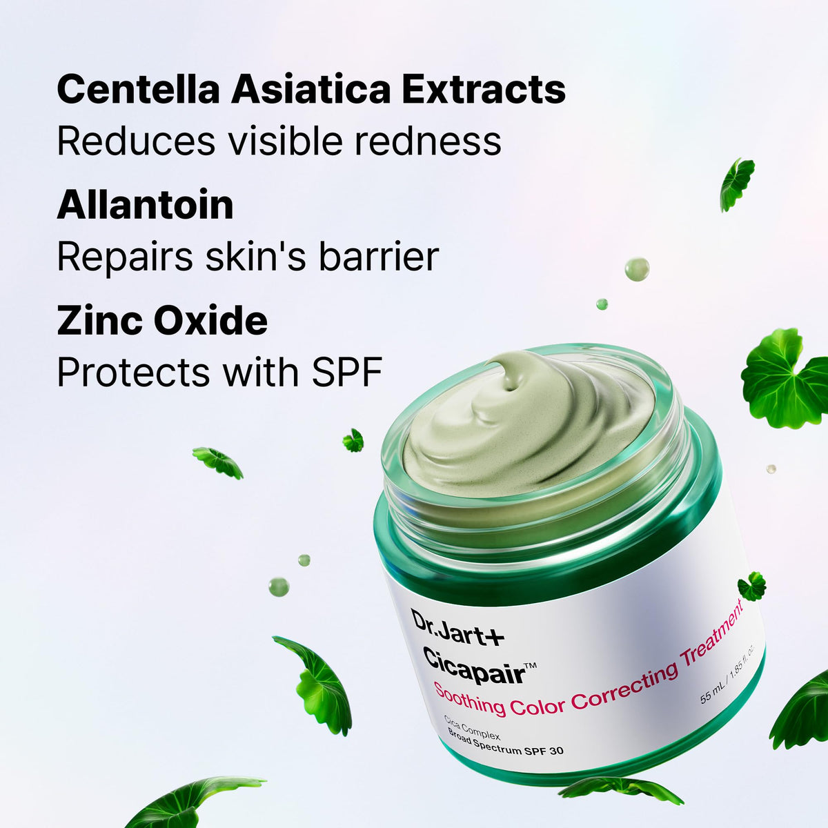 Dr.Jart+ Centella leaf ingredient shot emphasizing soothing, calming benefits