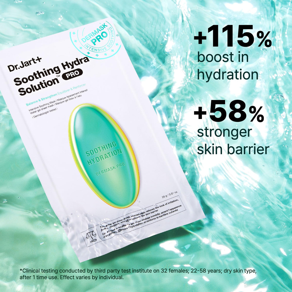 Dr.Jart+ Cicapair mask applied on model to visibly soothe and reduce redness