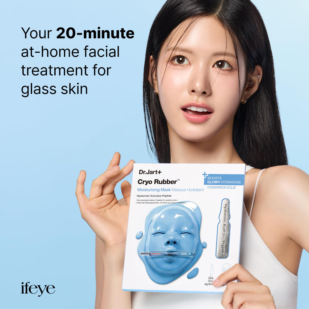 Dr.Jart+ set laid out with ampoule and rubber mask for an at-home treatment