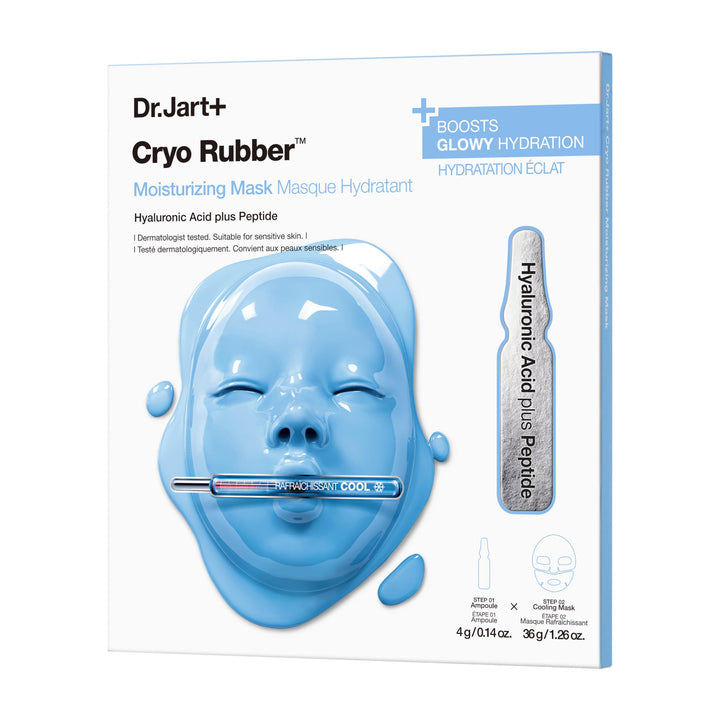 Dr.Jart+ front packaging showing cooling rubber mask and ampoule benefits