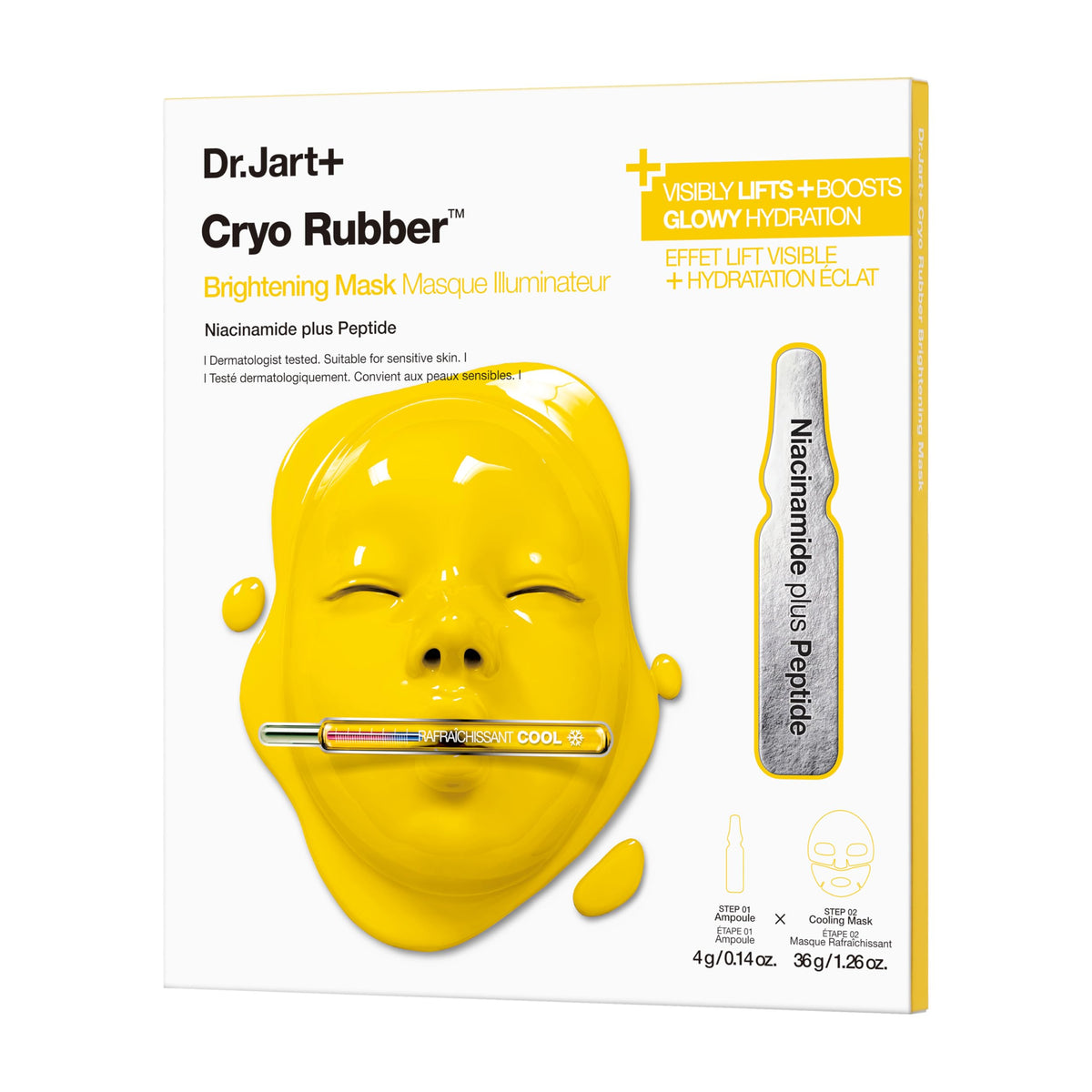 Dr.Jart+ product box front showing brightening mask benefit
