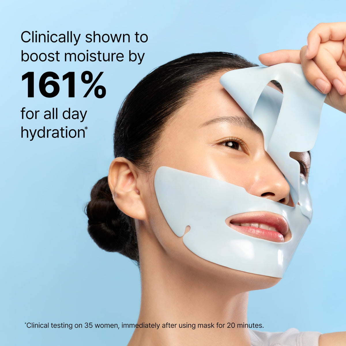 Person wearing Dr.Jart+ mask demonstrating cooling comfort and fast hydration