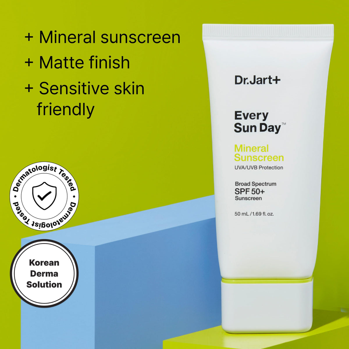 Dr.Jart+ close-up texture of sunscreen showing matte, non-greasy finish