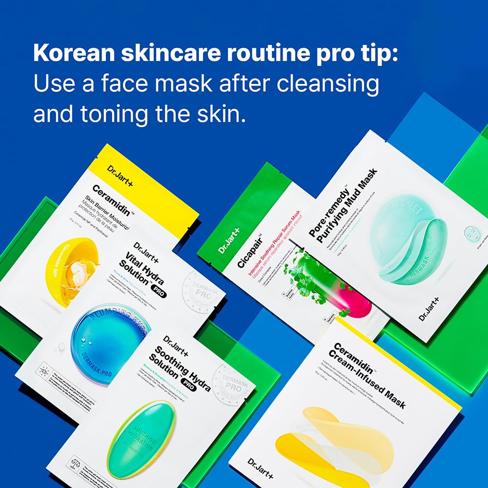 Dr.Jart+ masks staged in bathroom for relaxing self-care and routine convenience