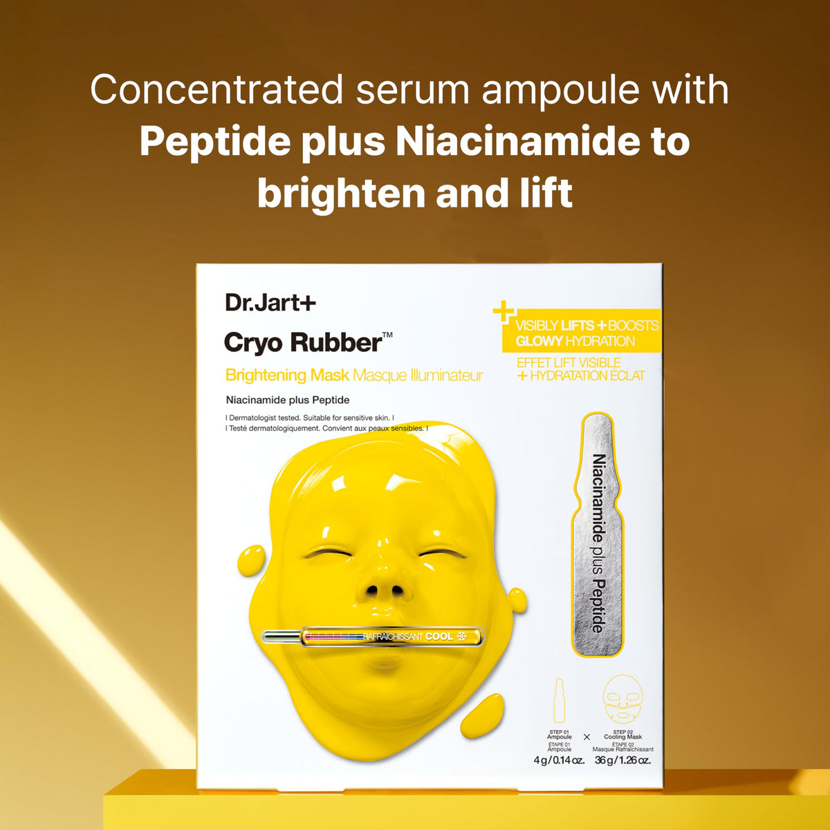 Dr.Jart+ open kit showing ampoule and rubber mask contents