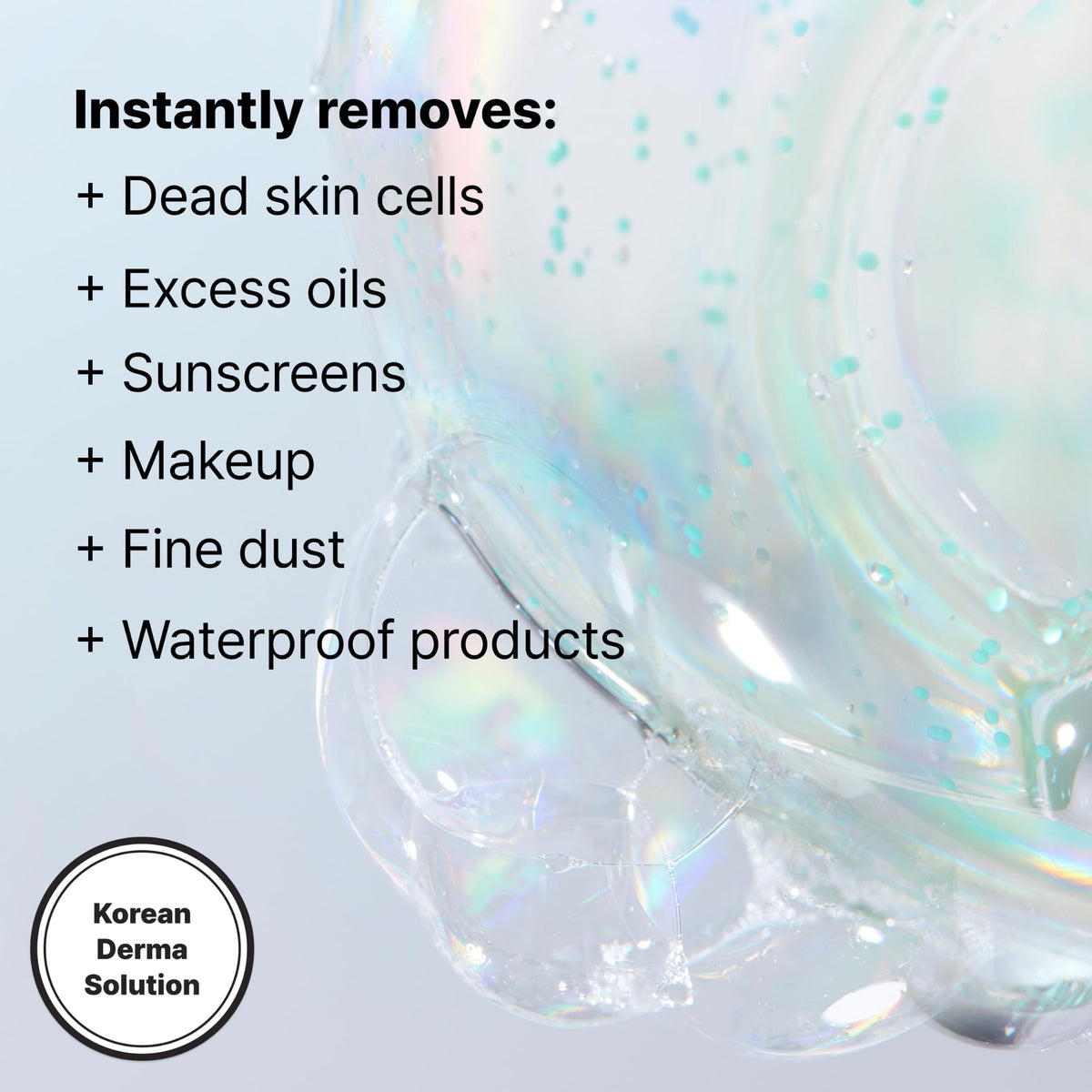 Dr.Jart+ jelly texture close-up with mint capsules, reveals gentle cleansing texture