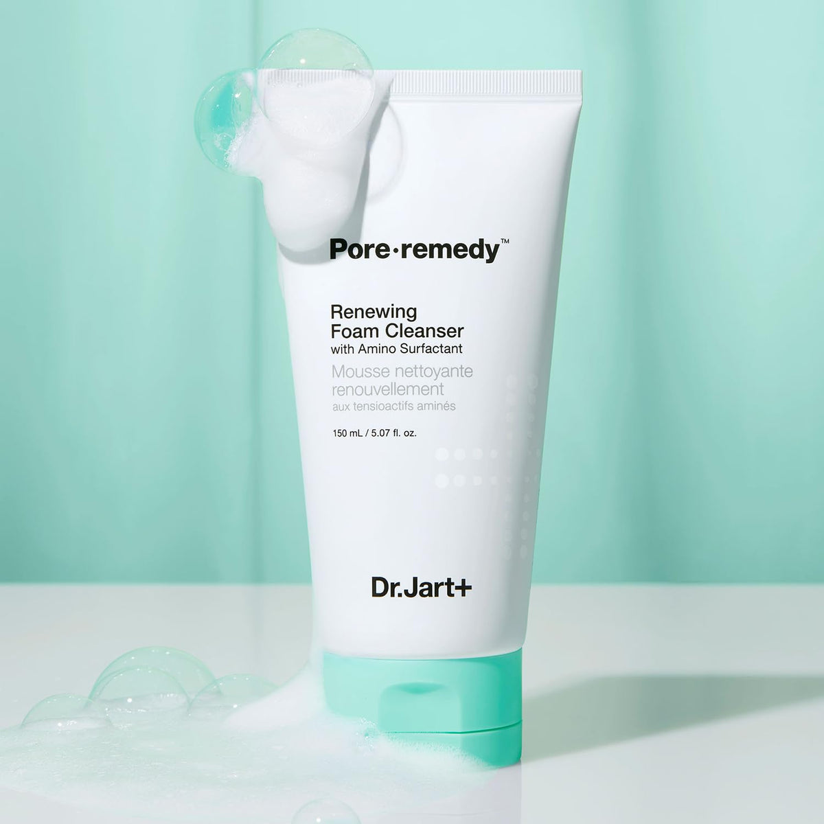 Dr.Jart+ bottle staged on bathroom counter, suggests soothing daily routine