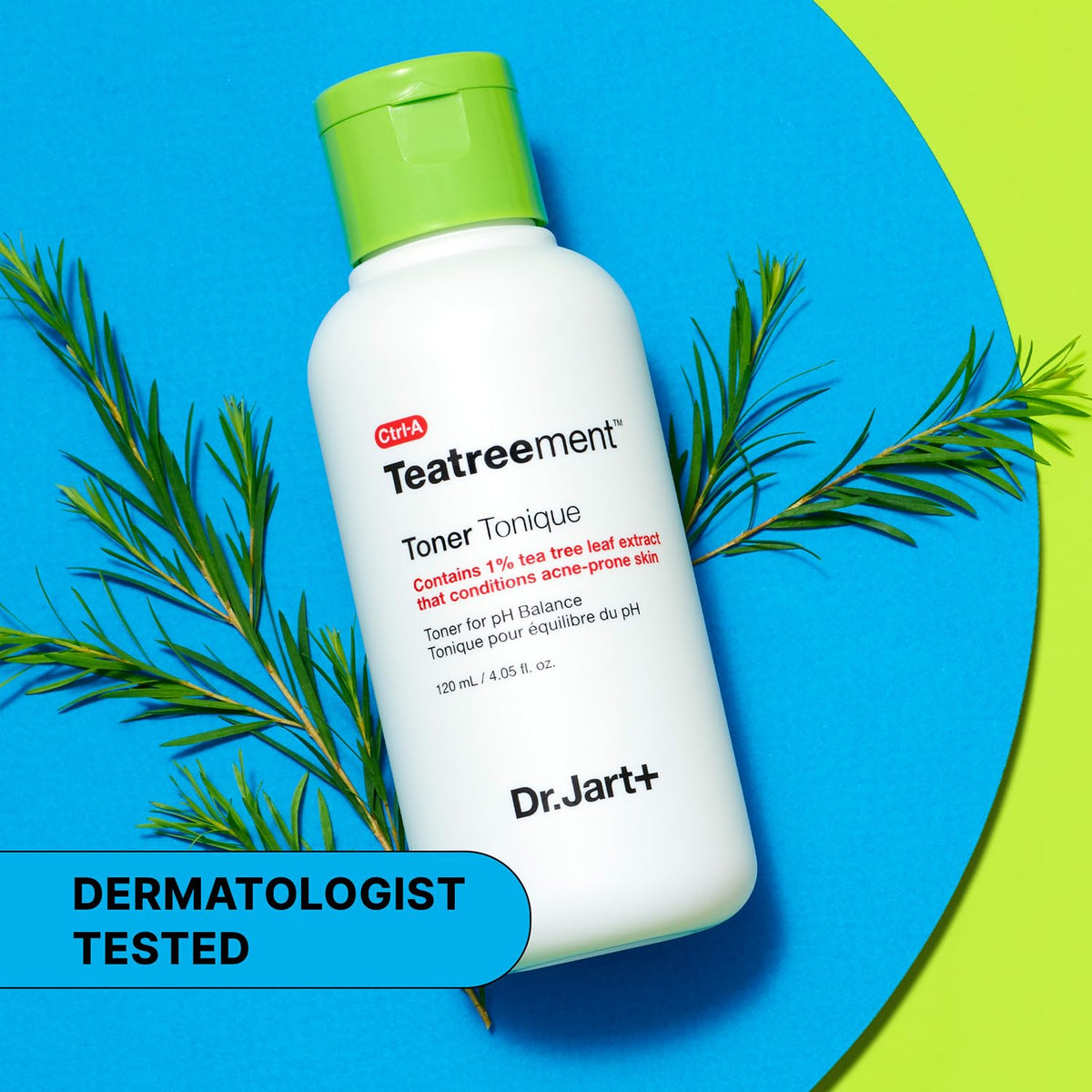 Dr.Jart+ toner on bathroom shelf next to moisturizer, showing routine prep benefit