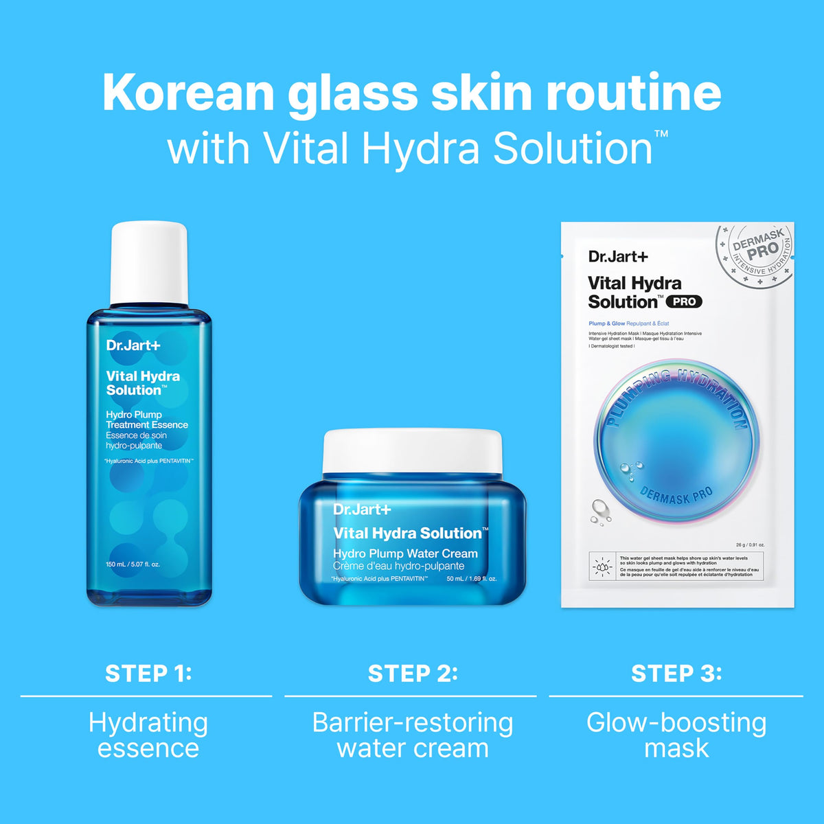 Dr.Jart+ in a bathroom routine scene promoting hydrated, glowing skin