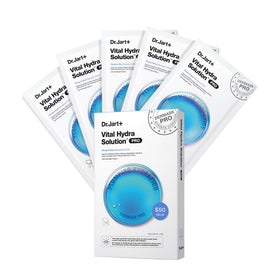 Dr.Jart+ pack front showing five hydrating masks and benefits