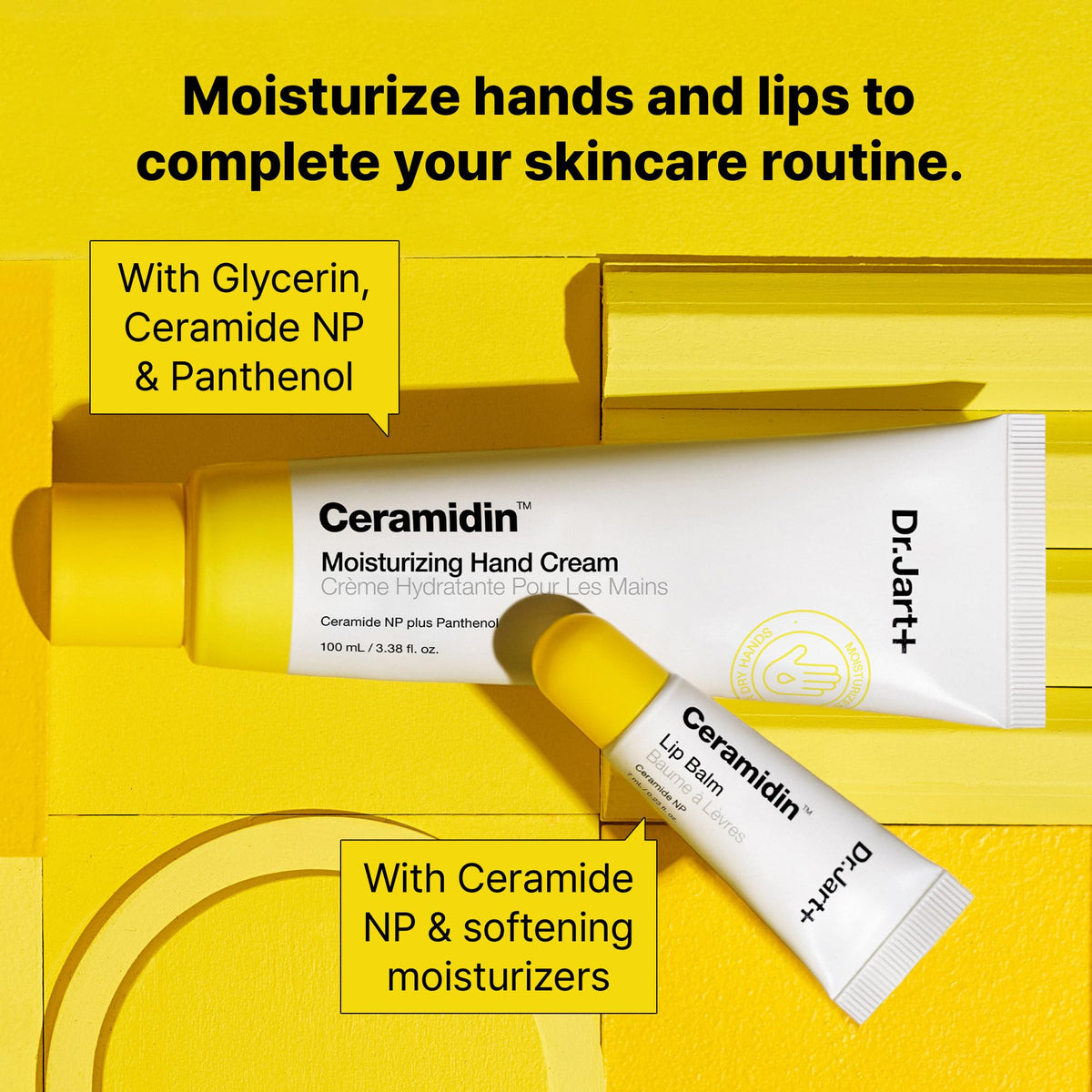 Dr.Jart+ lip balm next to coin scale showing portable size and travel-friendly benefit