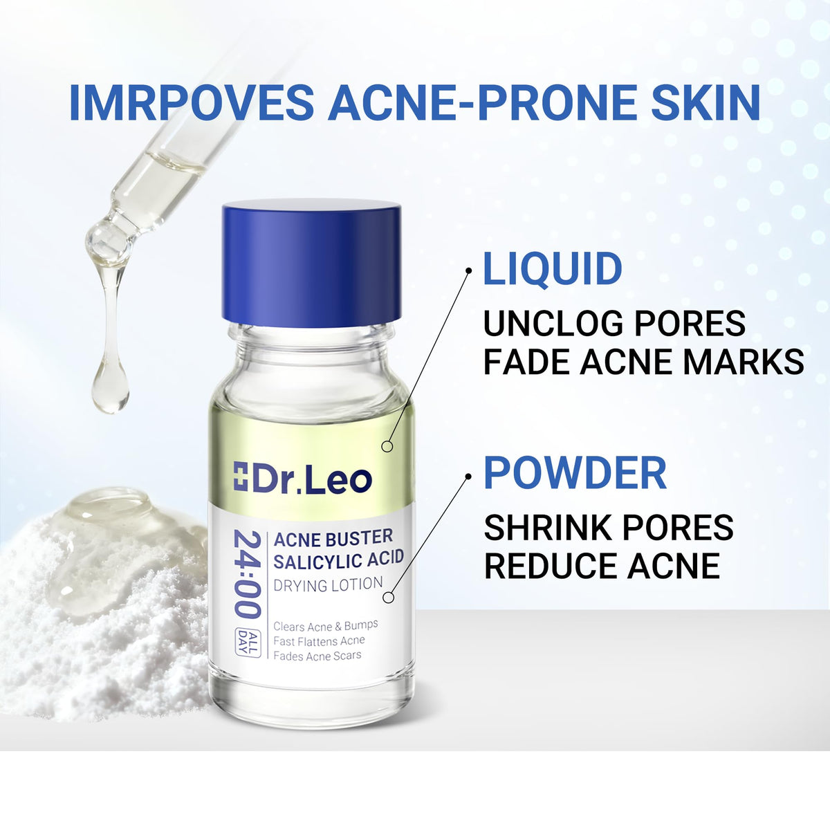 Dr.Leo on a bathroom shelf with skincare items benefit: integrates into daily routine